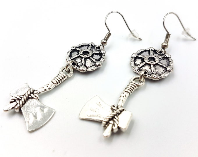 Viking Shieldmaiden Earrings (Axe & Shield)