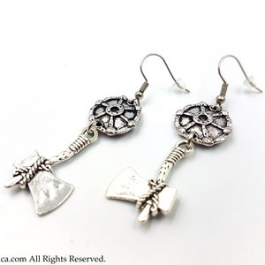 Viking Shieldmaiden Earrings - Walhalla Warrior earrings viking axe earrings wood cutting earrings  scandinavian thor odin earrings