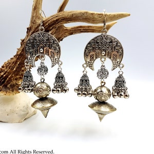 Gothic Pendulum Earrings - gothic long victorian traditional earrings belly dance earrings bohemian elong elegant top bell gift tradgoth