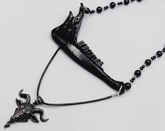 Goat of Mendes Black Jawbone Necklace (Goat)