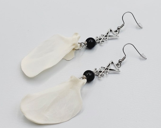 Sigil of Lucifer Ritual Bone Earrings