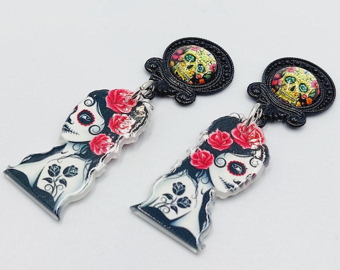 Sugar Skull Calavera Earstuds / Plugs - Día de Muertos