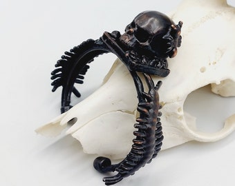Electroformed Centipede Skull Bracelet (Copper)