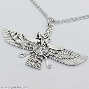 Zoroastrian Pendant - gothic zoroastrianism faravahar fravashi ahura mazda Farr-e Kiyani zoroaster gift ancient sumeria Mazdayasna