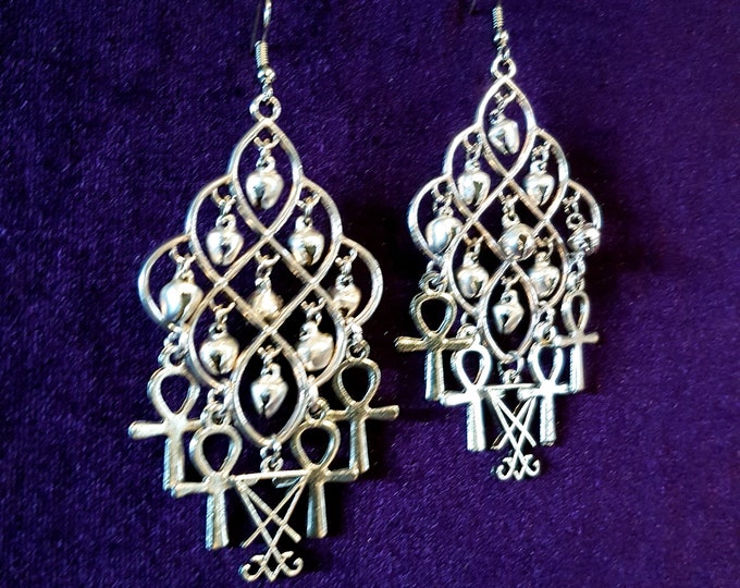 Luciferian Ankh Bell Earrings