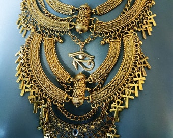 Eye of Horus Pharao Ankh Necklace ( Gold Colour)