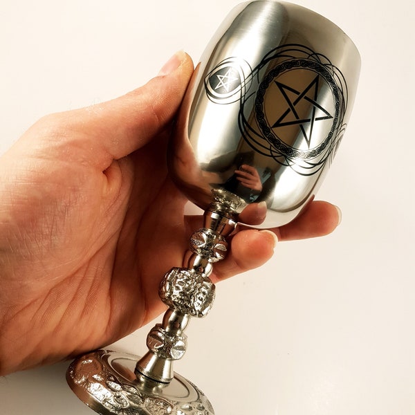 Pentagram Chalice - pentagram triple moon pentacle ritual altar chalice altar goblet lucifer lilith wicca gift elixir hekate hecate goddess