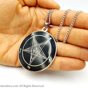 Large Sigil of Baphomet Pendant (Bessy Version - Stainless Steel) - occult left hand path seal of baphomet satanic goat of mendes cloisonne