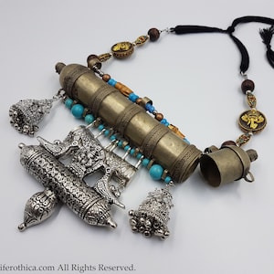 Collana di pergamena di preghiera rituale (Vintage - Adattato) - Aghori collana occulta porta rotolo di pergamena rituale Om Gam Ganapataye Namaha