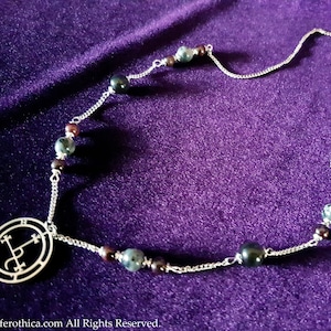 Sigil Of Lilith Gemstone Necklace (2 Styles) Demonolatry Demonic Daemonic Satanic Invocation Gothic Lilith seal ritual spell lust gift