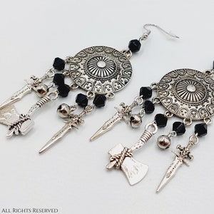 Viking Shieldmaiden Earrings - Valhalla Warrior earrings viking ax earrings wood cutting earrings scandinavian thor odin earrings