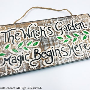 Witch's Garden Wall Plaque - herbal pagan wicca wall decoration gothic kitchen witch wall plaque herbalist herborist green witch gift veggie