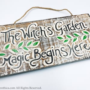 Witch&#39;s Garden Wall Plaque - herbal pagan wicca wall decoration gothic kitchen witch wall plaque herbalist herborist green witch gift veggie