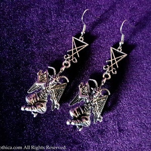 Baphomet Sigil of Lucifer Earrings - occult left hand path seal of baphomet Luciferian goat of mendes