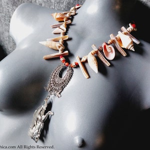 Apkallu / Abgal Fishman Demi-God Sage Oannes Shell Necklace - Sodalite Dagon Akkadian Sumerian necklace occult Anunnaki ancient tablet gift
