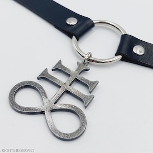 Satanisches Kreuz | Schwefel | Leviathan Spike Choker - okkulter Gothic-Schmuck Linker Pfad Schwefelzeichen Leviathan Kreuz Satanisches Halskettengeschenk