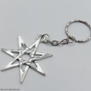 7 Pointed Star Keychain - Pleiadian Elven Star - Sumerian star Akkadian inanna ishtar venus goddess gift occult heptagram septagram geometry