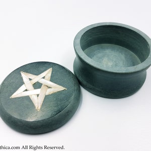 Stone Abalone Pentagram Altar | Jewelry Box - Pentacle silver color magick storage box rings trinkets incense gift tools rituals spells