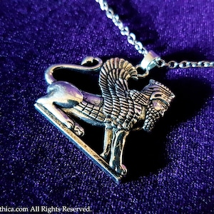 Lamassu Winged Lion Pendant - Occult protection gothic car mirror babylon zoroastrian Made in Belgium