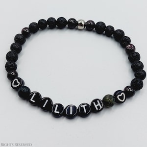 Dog / Cat Accessory Collar with Lava stone, Serpentine & Garnet for small breeds (Personalised Name)