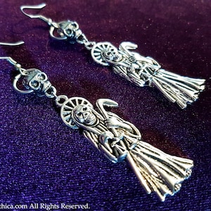 Santa Muerte Earrings (2 Styles) - Nuestra Señora de la Santa Muerte saint muerte ritual hoodoo Our Lady of the Holy Death gift protection