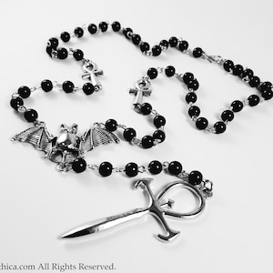 Vampire Ankh Rosary - Occult vamp goth ankh beads bat gothic vampire vampiric beaded egyptian tradgoth kemet jewelry order gift handmade