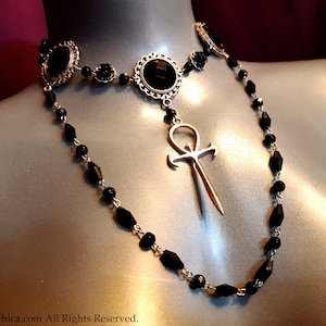 Victorian Vampire Ankh Choker - goth gothic vampyre metal choker ankh necklace dracula nosferatu