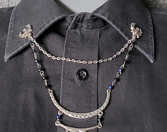Vampire Bat Collar Pin with Blood Drips