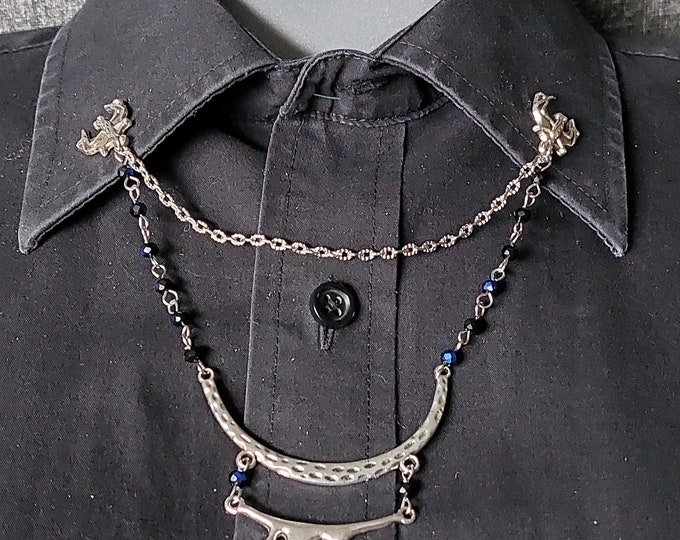 Vampire Bat Collar Pin with Blood Drips