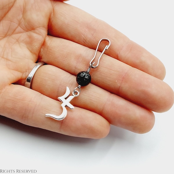 Jusa Sigil Cat or Dog Collar Charm with Obsidian Crystal ( Clip On / Add On)keychain saturn jupiter witch Sopor Aeternus goth gothic gift