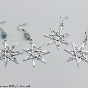 7 Pointed Pleiadian Elven Star Earrings (2 Style Options) - Sumerian star of inanna ishtar venus goddess gift occult heptagram septagram