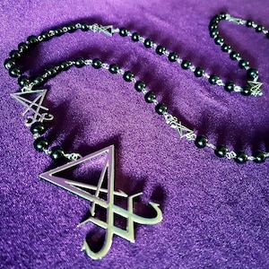 Sigil of Lucifer Rosary (New Design)- Luciferian Rosary occult goth gothic left hand path rosary satanic