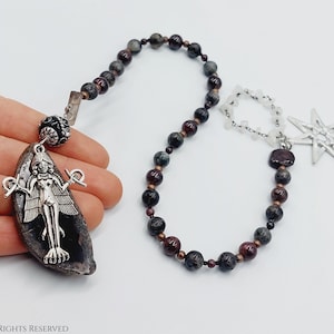 Inanna Crystal Prayercord - Star of Innana Lilith mother burney relief Ereshkigal demonolatry altar tool prayerbeads gift spell seven star