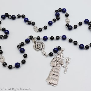 Inanna / Ishtar Rosary Necklace with Lapis Lazuli - sumerian serpent owl gift Pendant occult inanna babylonian akkadian assyrian lilith