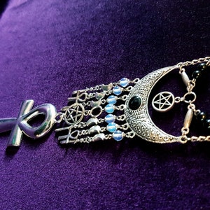 Collar Astarte Ishtar Ashtoreth wicca wiccan ankh luna creciente pentagrama collar lilith inanna regalo diosa hecho a mano imagen 1