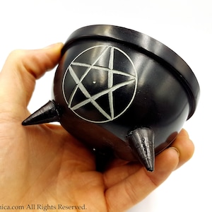 Caldeirão de Pentagrama (Pedra) - Caldeirão de Pentagrama Gótico Wicca Wicca Altar de Bruxaria