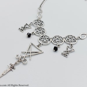 Luciferian Dark Athame Necklace - Sigil of lucifer mini athame ritual knife infinity occult seal morningstar satanic satan pentagram witch