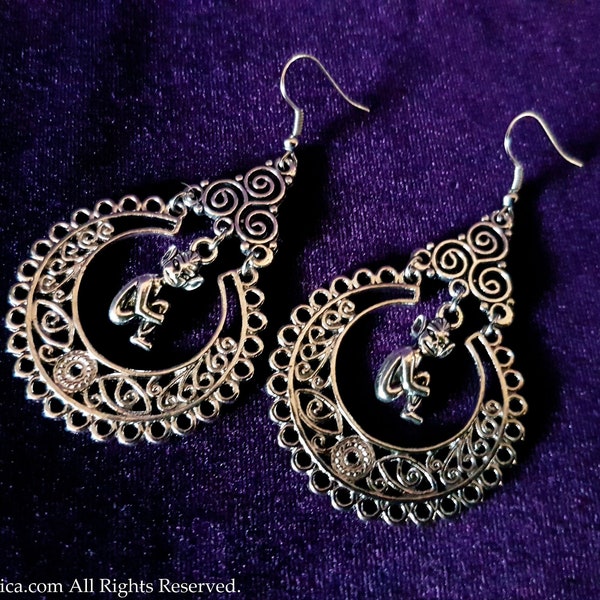 Dark Fairy Triskelion Earrings - Gothic black dark elven triskel pagan troll jewelry