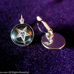 Sigil of Baphomet Earclips - satanic goat of mendes earrings left hand path