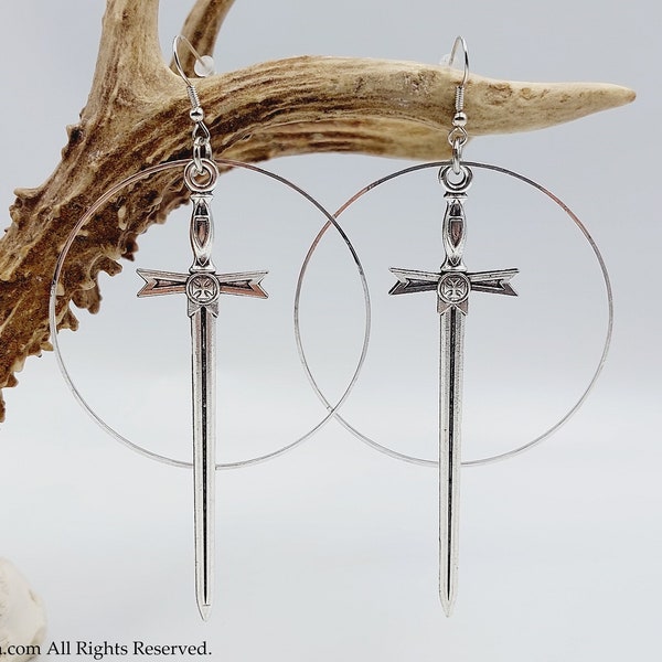 Knights Templar Sword Earrings - Temple of Solomon, Order of Solomon jewelry red monks warrior crusader circle council Sovereign gift