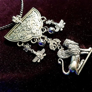 Zoroastrian Lamassu Necklace - gothic zoroastrianism faravahar fravashi ahura mazda Farr-e Kiyani zoroaster gift guardian lion