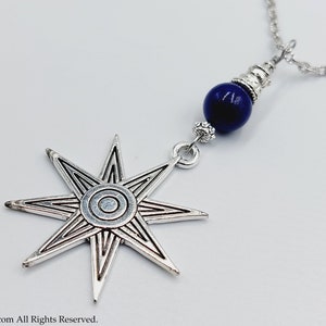 Star of Inanna / Ishtar Rear View Mirror Charm with Lapis (Car Accessory) - sumerian star venus goddess gift occult babylonian akkadian