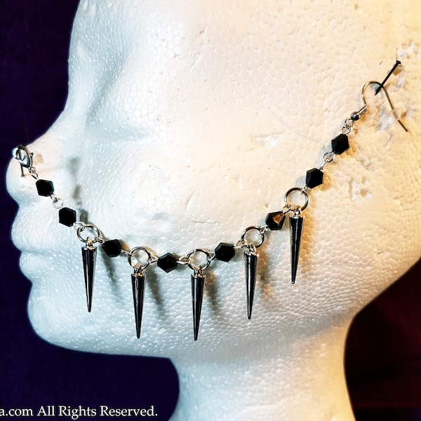 Spike Nosechain (2 Styles) - goth gothic occult nose jewellery nose piercing