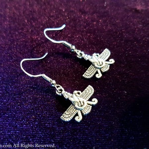 Mini Zoroastrian Earrings - zoroastrianism faravahar fravashi ahura mazda zoroaster symbol gift religion charm Made in Belgium