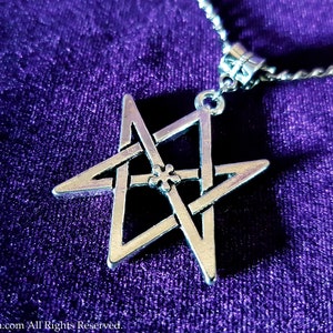 Unicursal Hexagram Pendant - occult goth left hand path ritual magick aleister crowley thelema