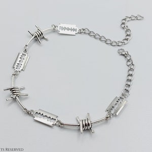 Stacheldraht & Rasierklingen-Halsband – Gothic Spike Stacheldraht Rasiermesser Emo Halskette Geschenk