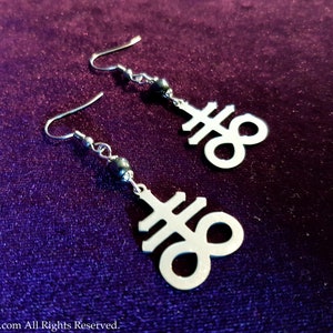 Satanic Cross | Brimstone | Leviathan Earrings (Stainless steel) - occult gothic jewelery left hand path brimestone sign leviathan cross