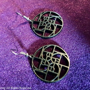 Black Golden Ratio Fibonacci Earrings (2 Styles) - sacred geometry spiral pattern occult goth