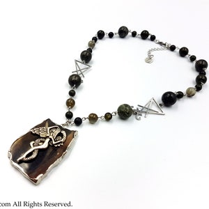 Luciferian Lilith Necklace - Lilith Lucifer Demonic Mother Vampire Queen of the night gothic necklace serpentine stones labradorite stones