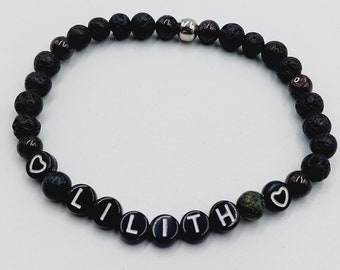 Dog / Cat Accessory Collar with Lava stone, Serpentine & Garnet (Personalised Name - small dog breeds )